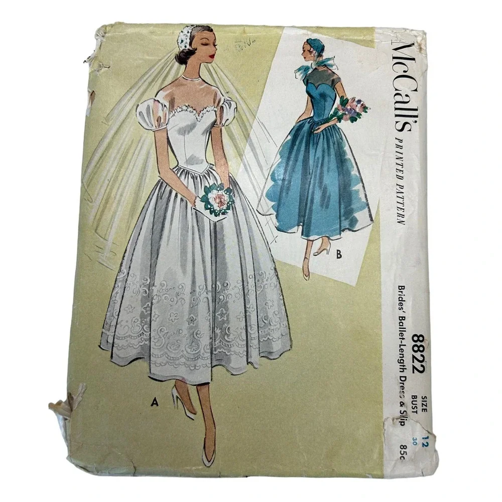 McCalls Vintage 1950's Pattern #8822 Brides Ballet Length Dress Size 12 HTF RARE